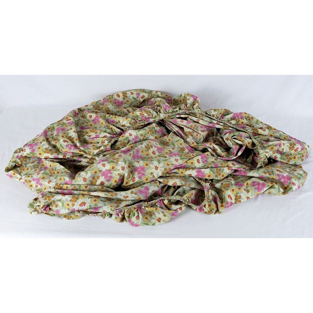 Natural Life Boho Cottage Floral Print Queen Size Fitted Sheet 100% Cotton
